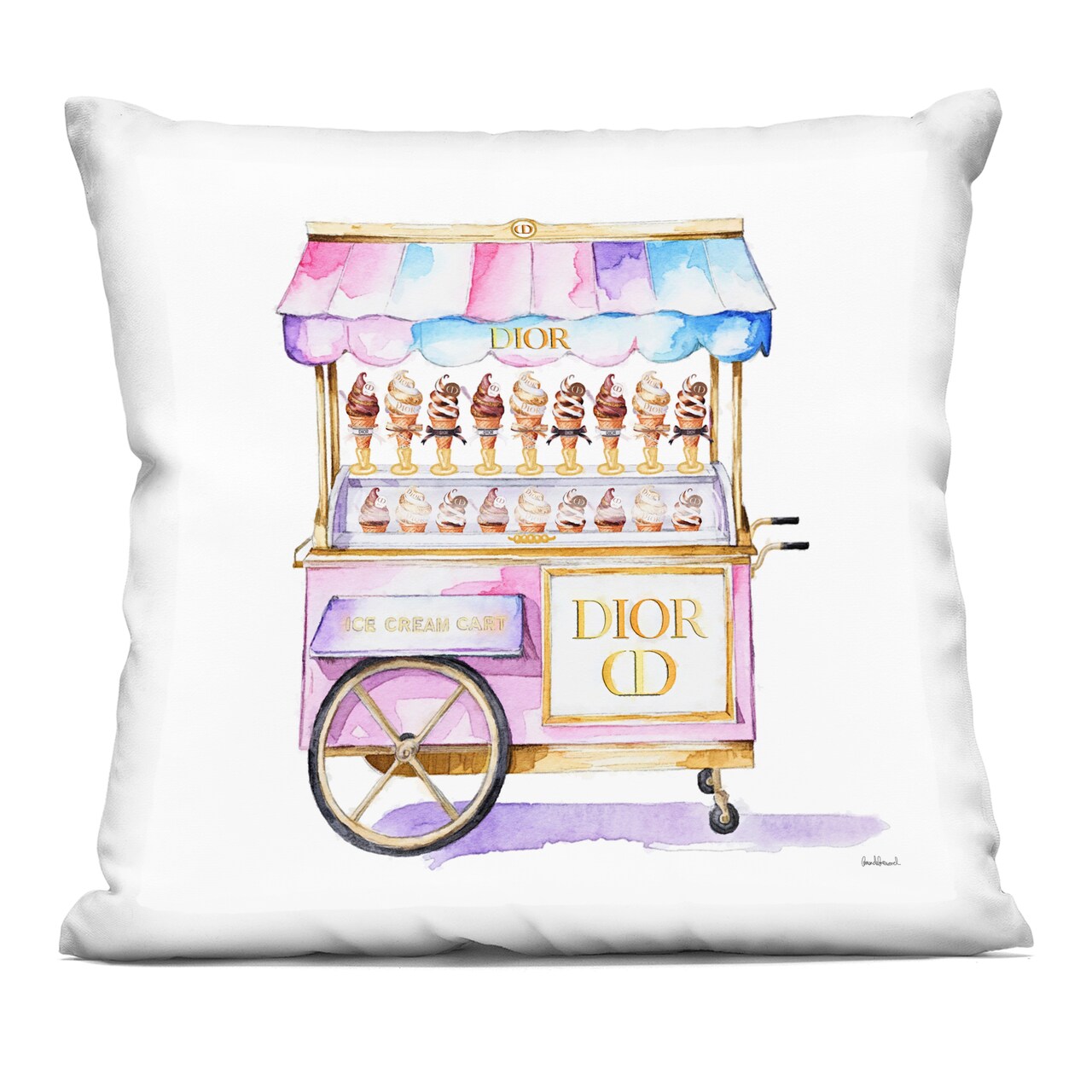 Stupell Industries Pastel Glam Ice Cream Decorative Printed Throw Pillow design by Amanda Greenwood, 18 x 7 x 18